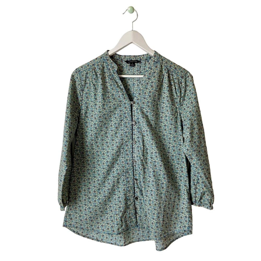 Lands’ End Floral Button-Down Blouse Size 8
